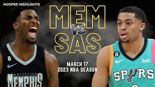 Memphis Grizzlies vs San Antonio Spurs Full Game Highlights | Mar 17 | 2023 NBA Season