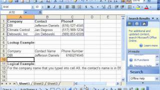 Excel 2003 Tutorial Lookup and Logica; Functions Microsoft Training Lesson 30.1