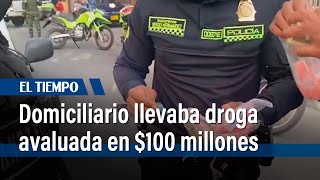 Cayó un domiciliario que llevaba en su maletín droga avaluada en 100 millones de pesos | El Tiempo