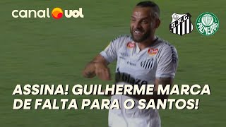 GUILHERME MARCA DE FALTA PARA O SANTOS E ABRE O PLACAR CONTRA O PALMEIRAS NA VILA BELMIRO!