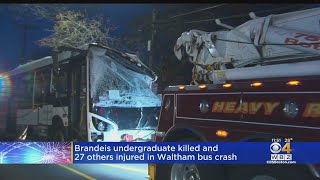 Brandeis University student killed in Waltham crash, 27 injured