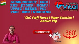 VMC Staff Nurse Paper Solution | Answer Key | VMC Staff Nurse Exam Video By 🇮🇳 VNA