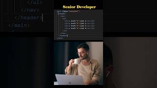 👉 Junior Developer vs Senior Developer – Navbar in HTML #html #webdevelopment #coding #memes