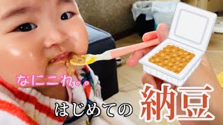 【成長日記#216】はじめて納豆を食べて悶絶する赤ちゃん/生後7ヶ月3日