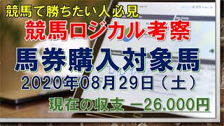 競馬で勝ちたい人必見【競馬ロジカル考察】ｰ馬券購入対象馬ｰ 2020年8月29日（土）（血統、指数、考察、予想）