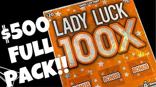 🟠LADY LUCK 100X!!🟠 $500 FULL BOOK!!🟠 OHIO LOTTERY SCRATCH OFFS!!🟠