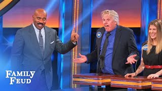 HYSTERICAL MOMENT! What's the most kissable part... of Gary Busey??? | Celebrity Family Feud