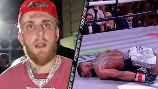 JAKE PAUL BACKSTAGE REACTION OF TYRON WOODLEY KNOCKOUT! SNAPS BACK AT CRITICS “WHAT CAN YOU SAY NOW”