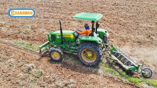 จอห์นเดียร์ JOHN DEERE 5050D​ ไถนาผานกลางแดดจัดๆ กับรถไถเขียว!! Tractor