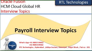 Oracle Fusion Cloud Payroll | Interview Topics | Real Time Training | Placement | Payroll Questions