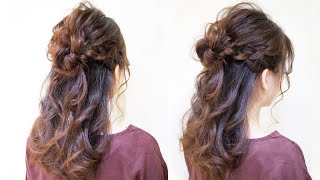 ☆三つ編み崩し☆大人可愛いハーフアップヘアアレンジ 初級レベル！Bridal Updo Tutorialhairdo 头发安排　การจัดเรียง ผม 헤어 어레인지