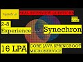 Core Java, Java 8, Spring Boot, Microservice, Docker Real Interview Questions | Synechron | Live