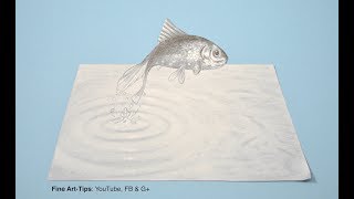 How to Draw a Simple & Easy 3D Effect - Jumping Fish
