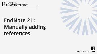 EndNote 21: Manually adding references