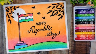 Republic Day Drawing With 10 Rs Crayon