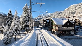 Winter Special Grindelwald to Interlaken, Switzerland | Cab Ride - Train Driver View | 4K 60 fps
