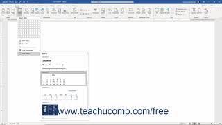 Word 2019 and 365 Tutorial Inserting Quick Tables Microsoft Training