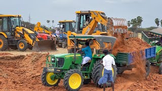 3 JCB 3dx Xtra Loading Mud in New Holland Kubota Eicher Swaraj John Deere Tractor for Farming Land