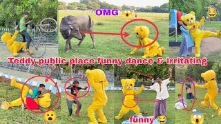 Teddy bear prank on public places 😂 funny reaction 😂 #teddyboy #01team