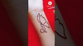 'S' Letter😍 Mehndi Tattoo  Design||Butterfly🦋 Tattoo Mehndi Design #shorts #mehandi