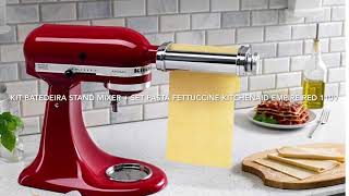 Kit Batedeira Stand Mixer + Set Pasta Fettuccine Kitchenaid Empire Red 110v