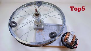 Top 5 How To Make Free Energy Generator 220v flywheel Machine Most Powerful Power using Coper wire