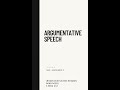 Argumentative Speech BLLW 3162