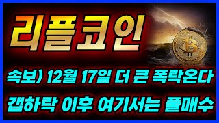 리플코인 충격이다 12월 17일 더 큰폭락이 기다린다 갭하락 나오면 여기서는 목숨걸고 풀매수 때려박아라