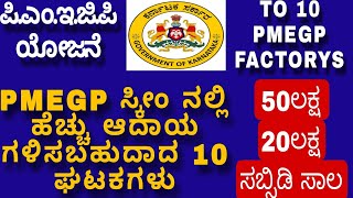 pmegp Top 10 units ಪಿ ಎಂ ಇ ಜಿ ಪಿ ಯೋಜನೆಯ ಹೆಚ್ಚು ಆದಾಯಕ 10 ಘಟಕಗಳು government scheme Karnataka state