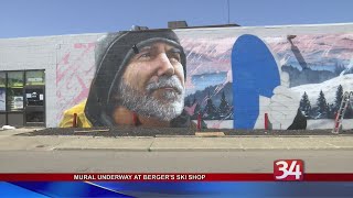 Mural Underway at Berger's Ski Shop