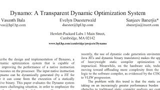 Read a paper: Dynamo - a transparent dynamic optimization system