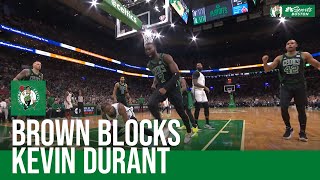 WATCH: Jaylen Brown blocks Kevin Durant | Nets vs. Celtics