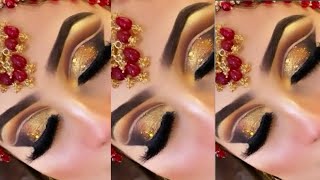 Cut crease eyeshadow tutorial | Eye makeup | Brown \u0026 Golden Eyeshadow tutorial | Simple Eye makeup