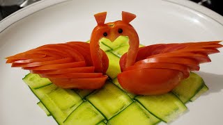 Vegetable carving tomato swan | salad garnish ideas