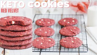 KETO RED VELVET COOKIES with Sugar Free White Chocolate Chips