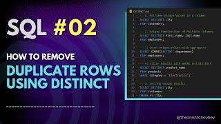 How to Remove Duplicate Rows using DISTINCT in SQL | DISTINCT Usecases #sql #postgresql