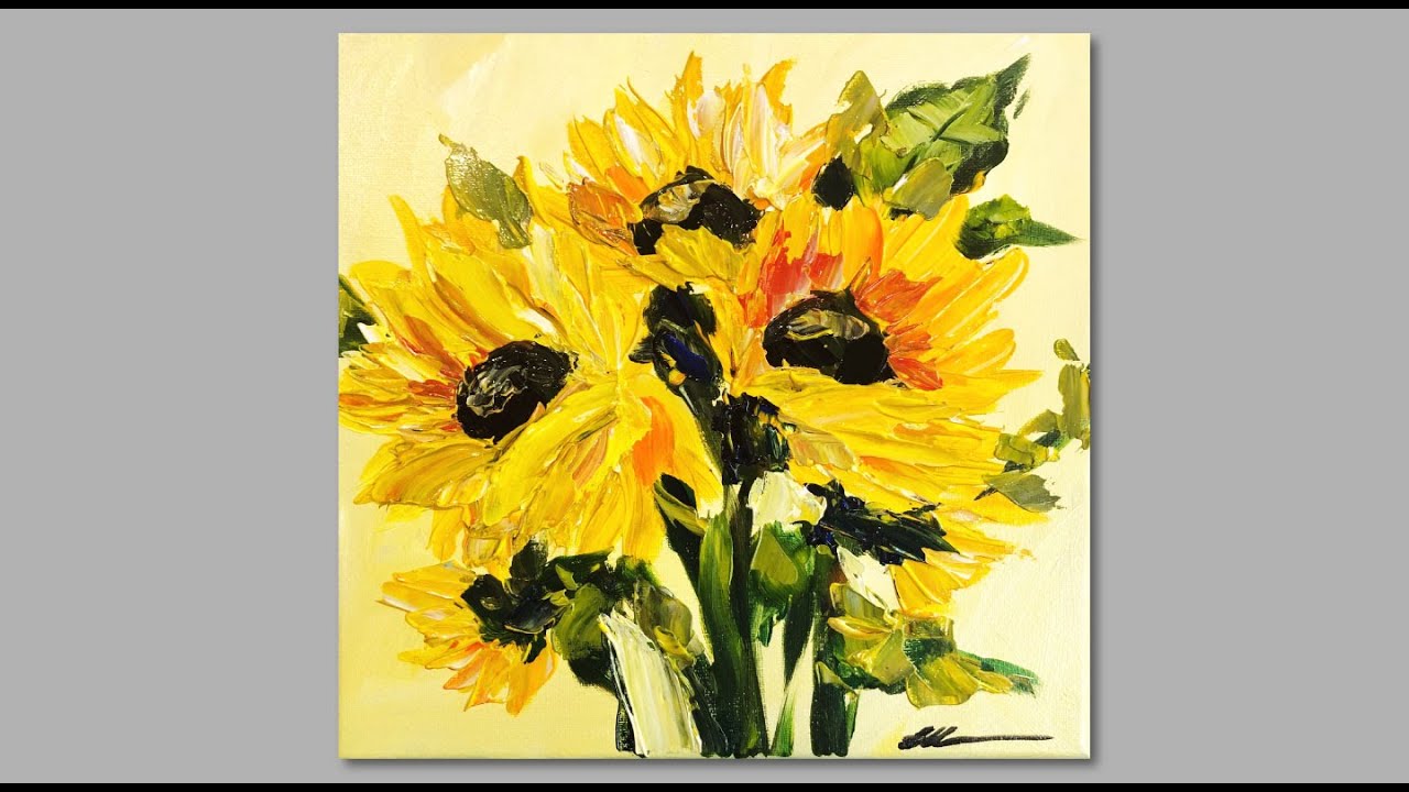 Abstract 🌻Sunflower Acrylic Painting/ Palette Knife - YouTube