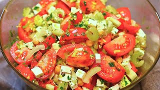 Sellerie Tomaten Salat mit Kichererbsen: Ich werde nie müde, diesen Salat zu essen! Staudensellerie