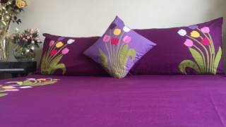 Applique (Aplic) Work Design: Hand Made Bed Sheet and Pillow Covers