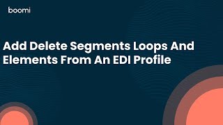 Add Delete Segments Loops And Elements From An EDI Profile