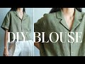 DIY notch collar blouse | short sleeve lapel collar top