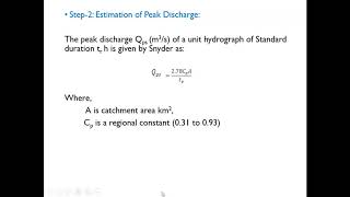 Synthetic Unit -Hydrograph