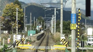 大糸線の信濃松川駅～安曇沓掛駅間を走行するE127系の前面展望