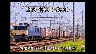 爆走! EF64-1034 遅3075ﾚ 東海道貨物線 横浜羽沢～相模貨物。