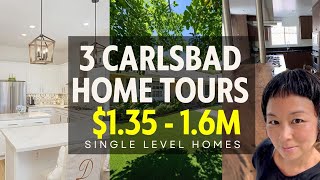 Inside 3 Single Story Homes in Carlsbad CA | $1.35M - $1.6M |  3 or 4 bedrooms | 2 baths