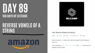 AMAZON INTERVIEW QUESTION | Reverse Vowels of a String (LeetCode problem 345)