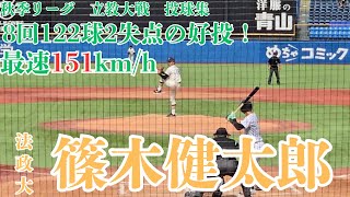 【2024年ドラフト候補】法政大 篠木健太郎　投球集　秋季リーグ　立教大戦