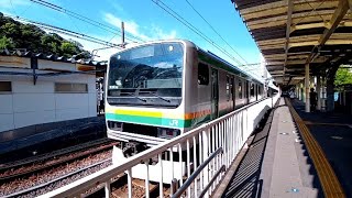 E231系1000番台K-16編成+E233系3000番台U229編成国府津駅発車シーン