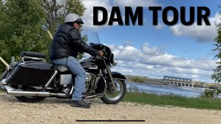 Exploring Manitoba Canada's Historic Dams on our 1974 Harley Shovelhead. THE DAM TOUR!