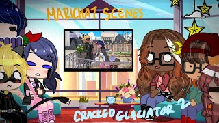 MIRACULOUS LADYBUG REACTS - Cracked Glaciator 2 || (Marichat scenes) ||  [Gacha Club]